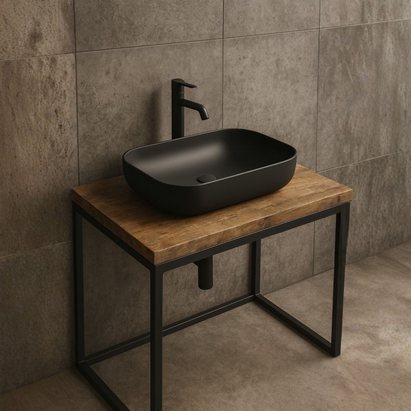 GSG Easy 60 Retangular umywalka nablatowa czarny mat