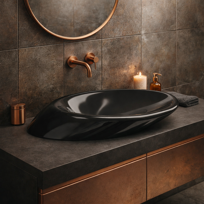 GSG Touch umywalka nablatowa 90cm czarny połysk