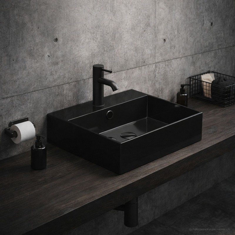 GSG Zenith Washbasin cm 50 thin edge 50x46 black