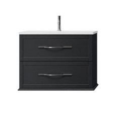 Baden Haus Tiffany hanging cabinet 74 Graphite black + ceramic basin white glossy