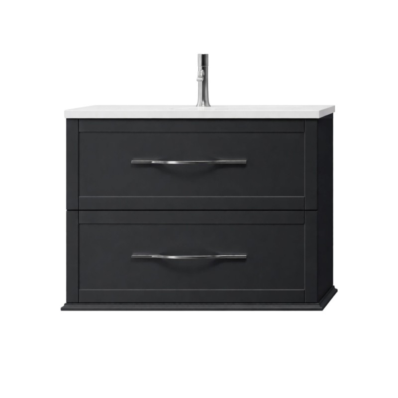 Baden Haus Tiffany hanging cabinet 74 Graphite black + ceramic basin white glossy