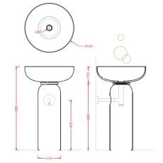 Artceram Jolie umywalka stojąca biała 50 cm + brazowy ring