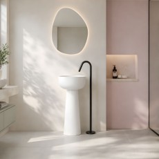 Hidra Sphere ceramiczna biała umywalka Stojąca na postumencie 44x95h