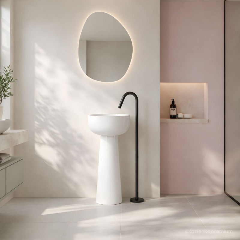 Hidra Sphere ceramiczna biała umywalka Stojąca na postumencie 44x95h