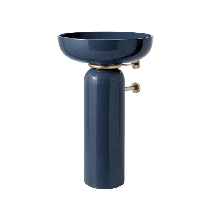 Artceram Jolie umywalka 50cm niebieski +postument ( niebieski ) Zefiro + złoty ring