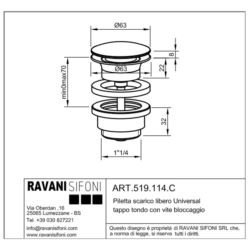 Ravani korek uniwersalny Click-Clack chrom 30mm  1'1/4