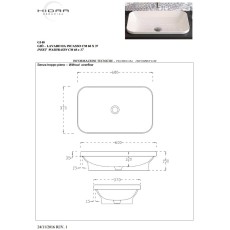Hidra Gio umywalka blatowa z bez przelewu 60cm biała G14 rysunek techniczny