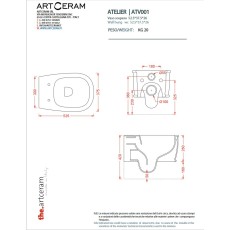 Artceram Atelier wc wiszące rimless  biały połysk