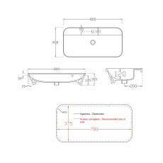 Hidra Gio umywalka wpyszczana w blat z przel 80 biały połysk