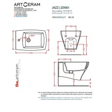 Artceram Jazz bidet wiszący JZB001 rysunek techniczny