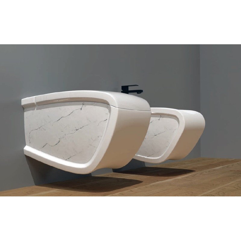 Hidra Hi Line miska wc wisząca biała decor white mattmarble