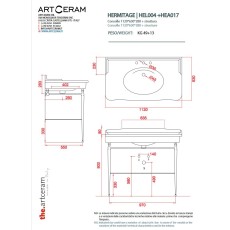 Artceram Hermitage umywalka retro 112x63 biały połysk