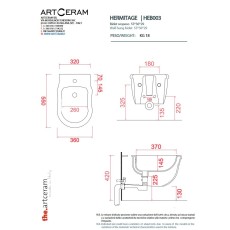 Artceram Hermitage bidet retro wiszący biały HEB003 01:00