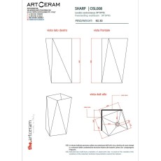 Artceram Sharp umywalka stojąca biała OSL008 rysunek techniczny