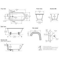 Victoria&Albert Wessex Wanna  WES-N-SW-OF FT-HAMSW rysunek techinczny