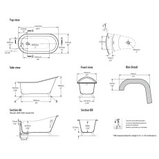 Victoria&Albert Shropshire Wanna SHR-N-SW-OF FT-SHRSW rysunek techniczny