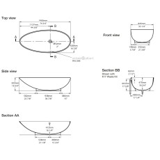 Victoria&Albert Napoli wanna biała NAP-N-SW-NO rysunek techniczny