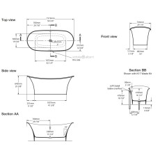 Victoria+Albert Toulouse 1500 Wanna TO1-N-SW-NO rysunek techniczny