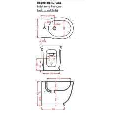 Artceram Hermitage Bidet stojacy  HEB001rysunek techniczny