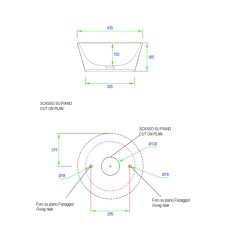 Hidra Wire umywalka nablatowa 43cm biały połysk