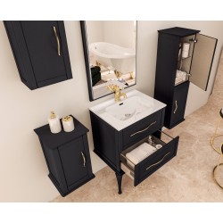 Baden Haus Tiffany szafka łazienkowa wisząca+ umywalka 74 cm, kolor grafitowa czerń