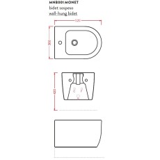 Artceram Monet bidet  rysunek techniczny