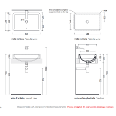 Flaminia Nile umywalka  NL62INC rysunek techniczny