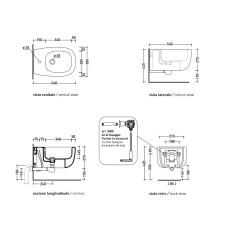 Flaminia Bonola bidet  BN218 rysunek techniczny