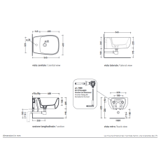 Flaminia Fluo bidet  FU218 rysunek techniczny