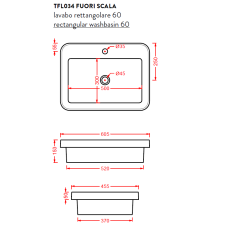 Artceram Fuori Scala umywalka 60x45 umywalka nablatowa/wpuszczana w blat/do stelaża biały połysk