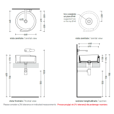 Flaminia Roll umywalka nablatowa RL44L biała