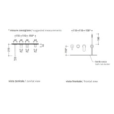 Flaminia X1 bateria wannowa X12570 rysunek techniczny