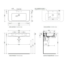 Flaminia Madre umywalka 95 MA95L rysunek techniczny