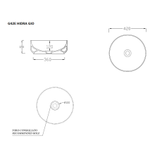 Hidra Gio umywalka nablatowa 42cm biała G42E