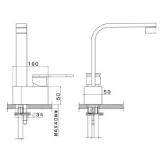 Flaminia One bateria umywalkowa 113055F rysunek techniczny
