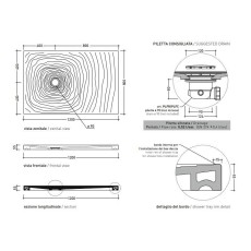 Flaminia Water Drop Brodzik ceramiczny DR120 rysunek techniczny