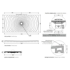 Flaminia Water Drop Brodzik DR8016 rysunek techniczny