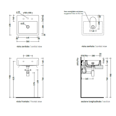 Flaminia Acqualight umywalka 5058 rysunek techniczny