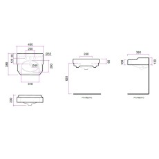 Bleu Provence Provence 700 umywalka 45cm BP745 rys techniczny