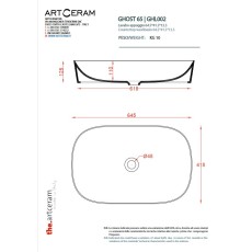 Artceram Ghost 65 umywalka GHL002 rysunek techniczny