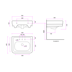 Bleu Provence Provence '900 umywalka retro 50 cm biały połysk