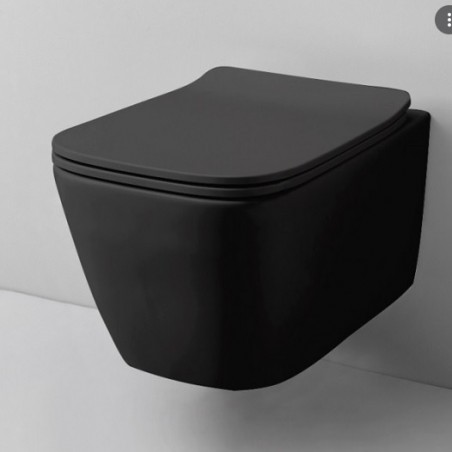 Artceram A16 wc wall hung with seat cover in black mat color