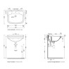 Flaminia Efi umywalka 64 cm wisząca lub do postumentu 6007 rysunek techniczny
