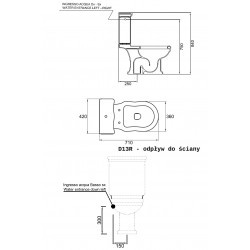 Hidra Ellade wc kompakt + zbiornik+mechanizm+deska ( kolor złoty)