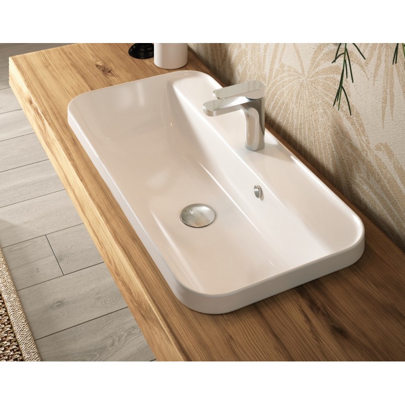 Hidra Gio drop-in basin with overflow 60cm white G240