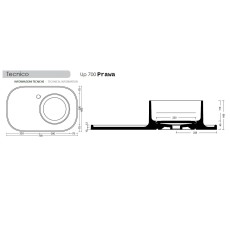 Bleu Provence UP 700 umywalka BP300701 rysunek techniczny