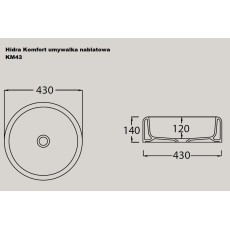 Hidra Komfort countertop basin 43 cm white shine