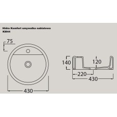 Hidra Komfort countertop basin 43 cm KM44