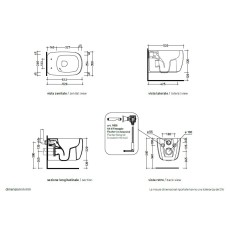 Flaminia Mono miska wc wisząca go silent biała z deską wolnoopadającą MN118S MNCW03 rysunek techniczny